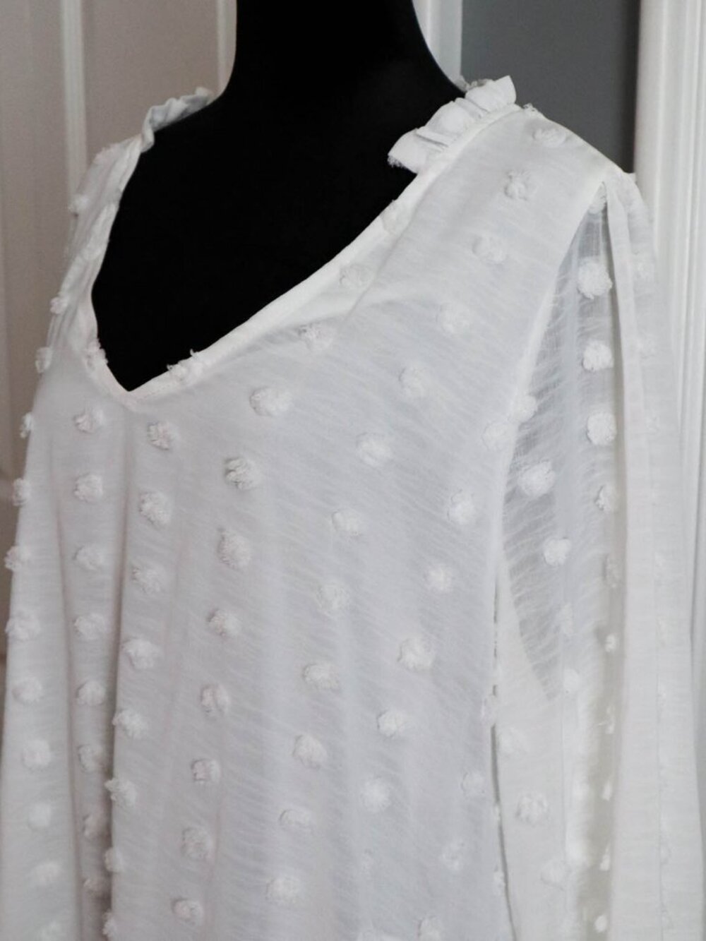 Arula Dress Sz B Woman's US Plus Size 2x White Swiss Dot Baby Doll Dress Boho - Picture 5 of 9